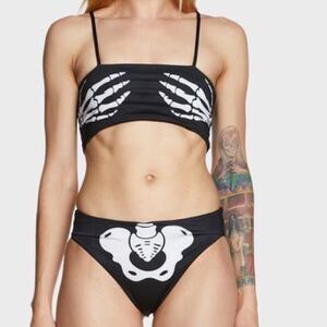 Towers Swimwear Reversible Bones Skeleton Print Bikini Set from Dolls Kill